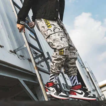Herre Trykt Jogger Bukser 2019 Hiphop Swag Cargo Bukser Mode Trykt Harem Joggere Bukser Streetwear Til Mænd 15276