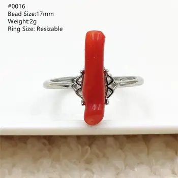 Ægte Naturlig Rød Koral Justerbar Størrelse Ring Kvinder Perle Elsker 925 Sterling Sølv Smykker AAAAA