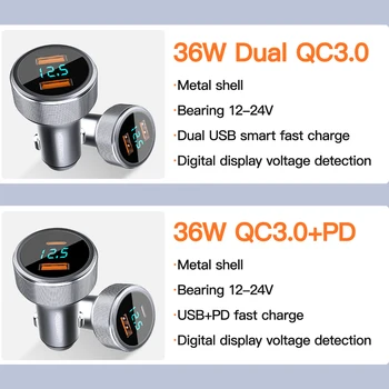 36W USB Bil Oplader til Hurtig Opladning 3.0 Hurtig Opladning af Type C, QC PD3.0 Mobiltelefon Oplader Adapter Til iPhone Xiaomi Samsung, Huawei