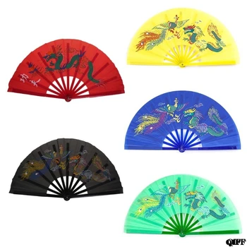 Drop Ship&Engros Kinesiske Kung Fu-Fan, Tai Chi og Kampsport Dragon Phoenix Plast Håndholdte Folde Fans Kunst, Dans Gave APR28