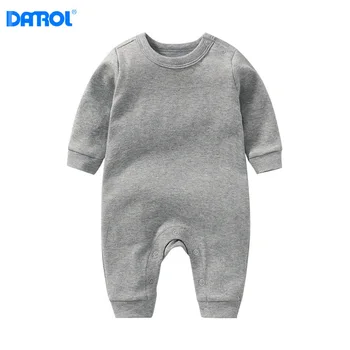 Langærmede Bomuld Solid Baby Tøj Piger, Drenge 0-2 År i Et stykke med Lange Bukser Romper Baby Sparkedragt Vinter