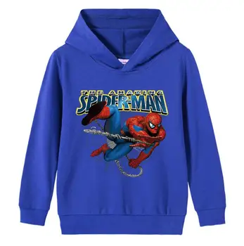Efteråret Spiderman drenge mærke tøj til børn Hættetrøjer Sweatshirts Piger bomuld print børn sweatshirts