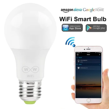 6.5 W WiFi Smart Pære, Wake-Up Lights,Ingen Hub, der Kræves, Smart LED-Pære,fjernbetjening er Kompatibel Med Alexa, Google Assistent