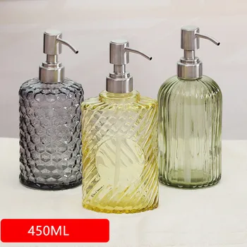 450ML Hånd Lotion Dispenser Tryk på Glas Væske pumpeflasken Stor Kapacitet Squeeze Kosmetiske Shower Gel Trykke på Flaske