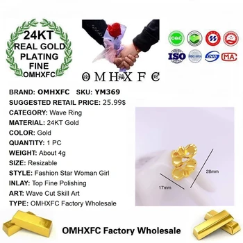 OMHXFC Smykker Engros YM369 Europæiske Mode Hot Fint, Kvinde, Pige, Fest, Fødselsdag, Bryllup Gave Bølge Resizable 24KT Guld Ring
