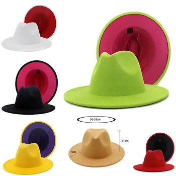 Fedorat hat blandede farver Jazz hatte cowboy hat til kvinder og mænd vinteren mænd cap rød med sort uld bowler hat engros