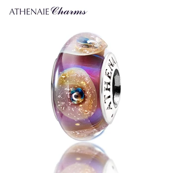 ATHENAIE Ægte 925 Sølv Kerne, Guld Shell Charms Murano Glas Perler Passer til Alle Europæiske Armbånd Stor Gave Til Kvinder DIY Gaver