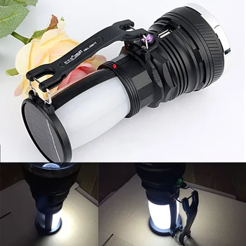Solar Power LED Lommelygte USB-Genopladelige Fakkel Camping Telt Lampe Lanterne WHShopping