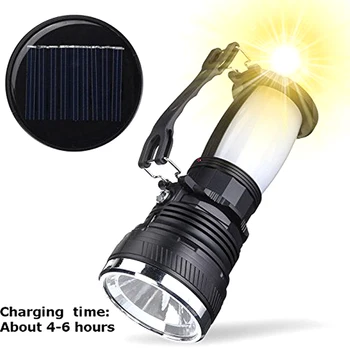Solar Power LED Lommelygte USB-Genopladelige Fakkel Camping Telt Lampe Lanterne WHShopping