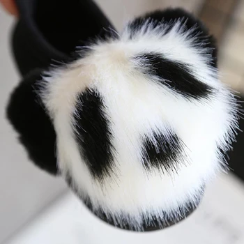 Kids Sko Piger Sko Søde Panda Piger Dress Sko Vinter Varm Pels Prinsesse Sko Bomuld Loafers Piger Lejligheder