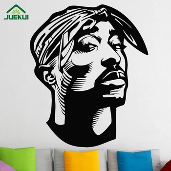Hip Hop Tupac Wall Sticker Mode Vinyl Væg Decals til Stue, Soveværelse Dekoration adesivo de parede Klistermærker JA294