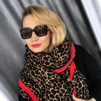 Lakysilk Luksus Mærke Leopard Cashmere Tørklæde Kvinder Vinteren Varm Designer Damer Mode Pashmina Sjal Foulard Piger Hoved Tørklæder