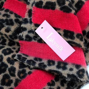 Lakysilk Luksus Mærke Leopard Cashmere Tørklæde Kvinder Vinteren Varm Designer Damer Mode Pashmina Sjal Foulard Piger Hoved Tørklæder