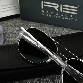 Pilot i USA.RE Solbriller Mænd Top Kvalitet Brand Designer RANDOLPH Spejl AGX Hærdet Glas Linse AO Sol Briller Mandlige TJ115