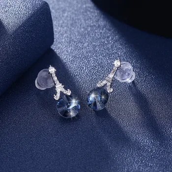 LEKANI Runde Øreringe Til Kvinder Mode Oprindelige Krystal Fra SWAROVSKI 925 Sterling Sølv stud øreringe er Fine Smykker som Gave