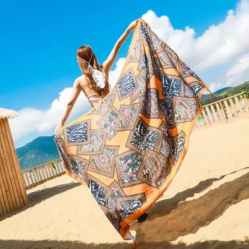 Maikun bomuld og linned etniske rejser silke tørklæde solcreme tørklæde stort sjal kvindelige strand håndklæde sjal 15689