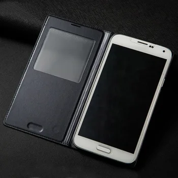 Smart View Flip Cover Læder Phone Case For Samsung Galaxy S5 Galaxys5 Galaxi S 5 SM G900 G900F G9006V G900FD SM-G900F SM-G900