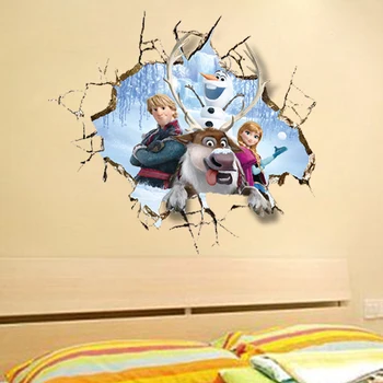Tegnefilm Frosne 2 Kids Room 3D Stickers Sne Puslespil Dekoration Børnehave PVC Wall Stickers Pegatinas Autocollant Enfant Decal