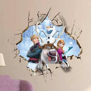 Tegnefilm Frosne 2 Kids Room 3D Stickers Sne Puslespil Dekoration Børnehave PVC Wall Stickers Pegatinas Autocollant Enfant Decal