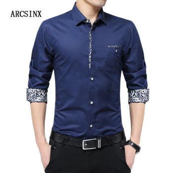 ARCSINX Bomuld Mænds Shirt Plus Størrelse 4XL 5XL Fashion Brand af Høj Kvalitet Mænd Shirt med Lange Ærmer Foråret Efteråret Casual Skjorter Mand