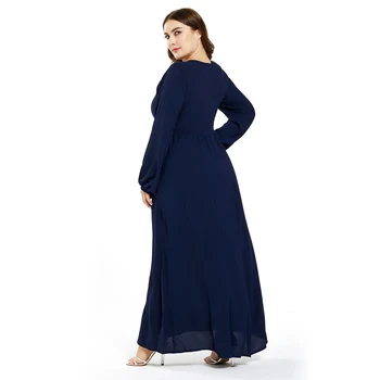 Plus Størrelse Muslimske Kvinder I Abaya Islamiske Maxi Langærmet Kjole Knapper Lomme Kaftan Jilbab Dubai Cocktail Party Løs Kappe Kjole