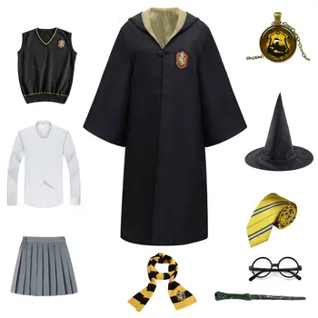 Hermione Granger Tøj Til Voksne Børn, Slytherin Ravenclaw Hufflepuff Robe Tørklæde Wand Uafgjort Cosplay Guiden Halloween Kostume