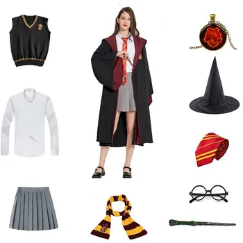 Hermione Granger Tøj Til Voksne Børn, Slytherin Ravenclaw Hufflepuff Robe Tørklæde Wand Uafgjort Cosplay Guiden Halloween Kostume