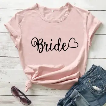 Bride med Hjertet Grafisk Shirt Nye Ankomst Sommeren Afslappet Bomuld Sjove T-Shirt Bryllup shirt Brude-shirts Brud shirts