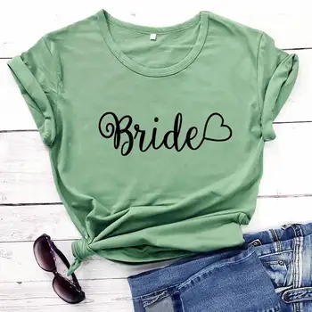 Bride med Hjertet Grafisk Shirt Nye Ankomst Sommeren Afslappet Bomuld Sjove T-Shirt Bryllup shirt Brude-shirts Brud shirts