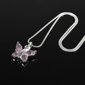 IJD8497 Fancy Pink Butterfly Kremering Smykker Vedhæng Urn Minde Halskæde-Engros Krystal Sommerfugl Urner til Aske