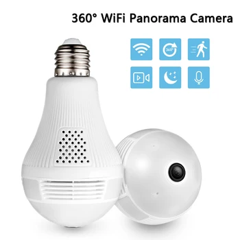IP-Kamera 360 Graders LED Lys Trådløse Hjem Sikkerhed WiFi CCTV Fiskeøje Pære Lampe kamera wifi kan bruges som babyalarm