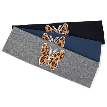Geebro Mode Kvinde Leopard Butterfly Flower Pandebånd Blødt Almindelig Bomuld Hår Band Headwrap Afslappet Hår Tilbehør Til Damer