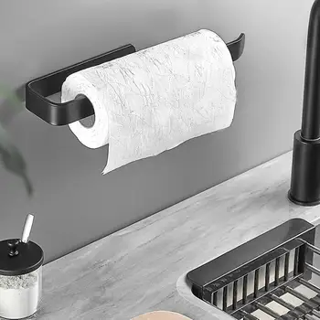 Akryl Papirholder Vægmonteret Badeværelse, Køkken Rulle Køkkenrulle Holder Krog Moderne Sort Bøjle Hjem Essentials