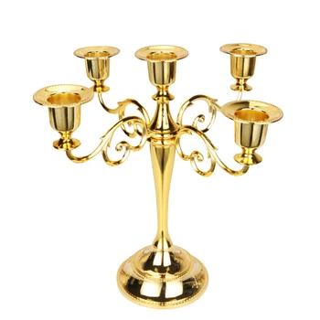 Sølv/Guld/Sort/Bronze Metal Candle Holder Retro 3/5-Arme Kandelabre Stearinlys Stå Bryllup Lysestage