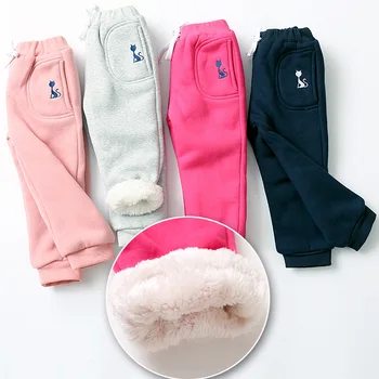 Nye Ankomst Kids Tøj Sweatpants til Piger Plus Velvet Fortykkelse Leggings Winter Girl ' s Sports Pants i Fuld Længde Bukser