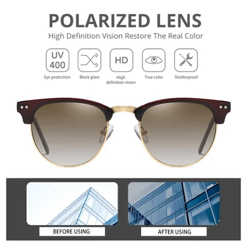 COASION 2020 Brand Design Polariserede Solbriller til Kvinder, Mænd Retro Halvdelen Metal Ramme Sol Briller for at Køre zonnebril CA1364