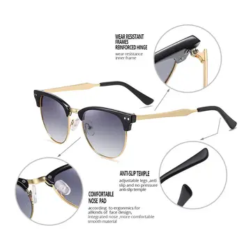 COASION 2020 Brand Design Polariserede Solbriller til Kvinder, Mænd Retro Halvdelen Metal Ramme Sol Briller for at Køre zonnebril CA1364