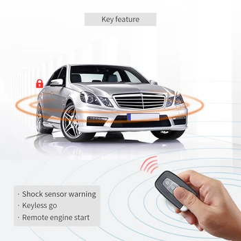 EASYGUARD PKE bil alarm med keyless entry fjernbetjening start af motor universal køretøj, keyless go stød advare tryk på knappen