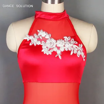 Nye Ankomst Rød satin og mesh kjole til ballet dans voksne Lyrisk, Moderne dans kostumer 11 størrelser til rådighed 19610