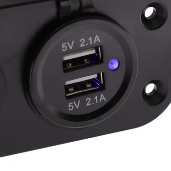 3-Hullers Marine Toggle Switch Panel Med Digital Voltmeter Dual USB-Opladning, Havne, der er Egnet Til Både, Lystbåde, Biler Og Lastbiler