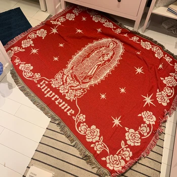 Sofa bed tæppe dækker tæppe eftermiddag nord europæiske mode sjal personlighed mode strik store røde dekorative mosaik 15900