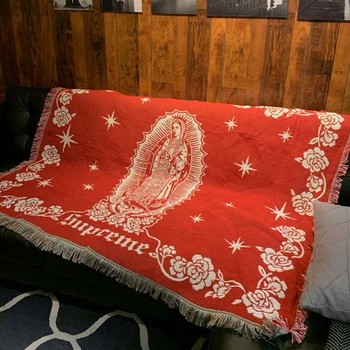 Sofa bed tæppe dækker tæppe eftermiddag nord europæiske mode sjal personlighed mode strik store røde dekorative mosaik