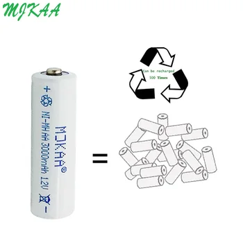 Nye Originale MJKAA 1,2 V AA Ni-mh 3000mAh Genopladeligt Batteri 2A Neutral Batterier til El-Toy Fjernbetjening