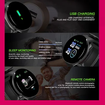 Nye Bluetooth Smart ur Mænd Blodtryk Runde Smart Armbånd Kvinder Ur Vandtæt Sport Tracker For Android, Ios Pk Aktiv