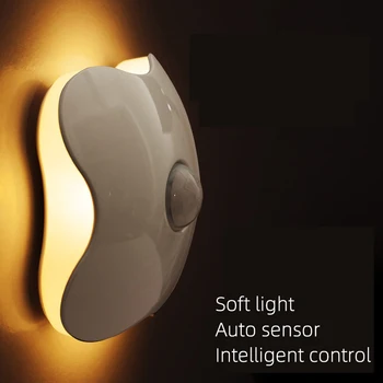 Induktion Lampe Led Motion Sensor Nat Lys Akku-Lampe USB-oplad Batteri/bærbare kløver form lampe til køkken badeværelse