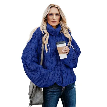 Nye 2020 Efteråret og Vinteren Fortykket Solid Farve Strikket Turtleneck Sweater Løs Slankende Mode Simple Kort Pullover Sweater