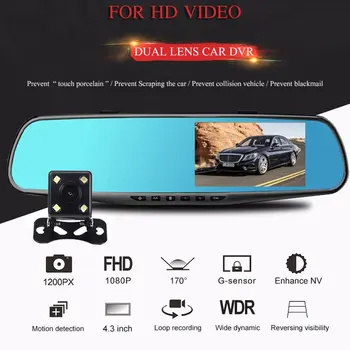 4.3 Tommer bakspejlet Bil Dvr Kamera Hd 1080P Bil Spejl Video-Optager med bakkamera Bil Skærmen Spejl Dash Kamera