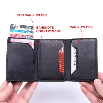 2020 Ny Smart card holder Vintage PU Læder Mønt Punge Magnetisk Lukning Kort sag Afslappet Mænd tegnebog RFID-Blokering Card Wallet