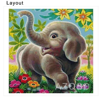 AZQSD 5D DIY Diamant Maleri Fuld Square/Runde Bor Farve Elefant Broderet Korssting Gave Barns Værelse Decor Håndlavet