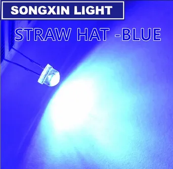1000pcs Gennemsigtig Blå LED Strå Hat 5mm LED-Light Emitting Diode Diode